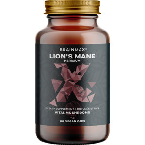 BrainMax Lion's Mane (Hericium) extrakt, 500 mg, 100 rastlinných kapsúl Extrakt z plodnice korálovca ježatého