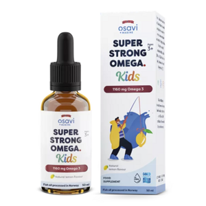 Osavi Super Strong Omega Kids, Extra silné Omega 3 pro děti, 1160 mg, citrón, 50 ml Výživový doplnok