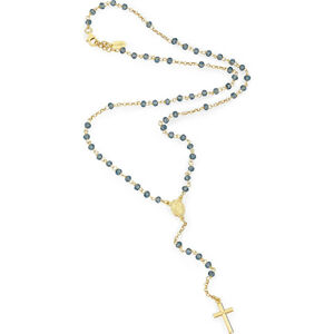 Amen Originálne pozlátený ruženec s modrými kryštálmi Rosary CROGBL4