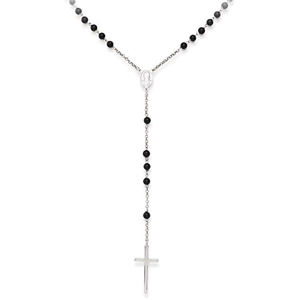 Amen Originálne strieborný náhrdelník s Onyx Rosary CROBON40