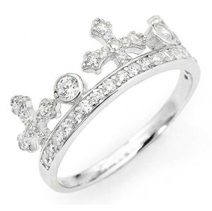 Amen Originálne strieborný prsteň so zirkónmi Crowns AC1 52 mm
