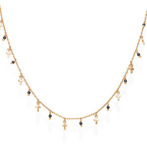 Amen Ružovo pozlátený náhrdelník s kryštálmi a krížikmi Candy Charm CLMICRRN