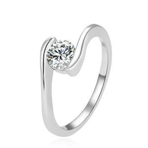 Beneto Elegantný strieborný prsteň s čírym zirkónom AGG367 58 mm