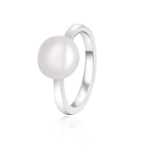 Beneto Elegantný strieborný prsteň s pravou perlou AGG29 52 mm