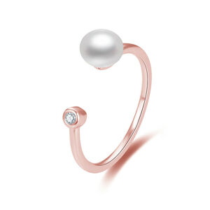 Beneto Otvorený bronzový prsteň s pravou sladkovodné perlou AGG467-RG