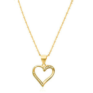 Beneto Pozlátený strieborný náhrdelník so srdcom AGS289 / 47-GOLD (retiazka, prívesok)