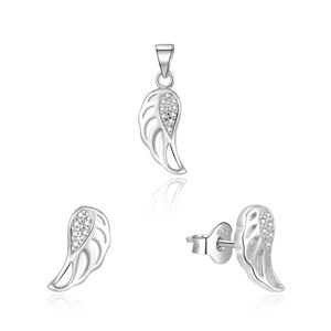 Beneto Strieborná súprava šperkov anjelské krídla AGSET64 / 1L (prívesok, náušnice)