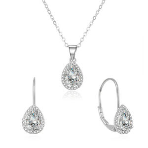 Beneto Trblietavá strieborná súprava šperkov so zirkónmi AGSET194R (náhrdelník, náušnice)