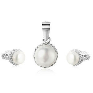 Beneto Zvýhodnená sada šperkov sa sladkovodnými perlami Beneto (náušnice, prívesok)