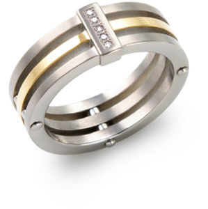 Boccia Titanium Pozlátený titánový prsteň s diamantmi 0126-02 52 mm