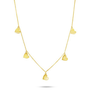 Brilio Nežný náhrdelník zo žltého zlata so srdiečkami NCL062AUY