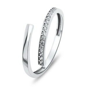 Brilio Silver Elegantný otvorený prsteň s čírymi zirkónmi RI035W