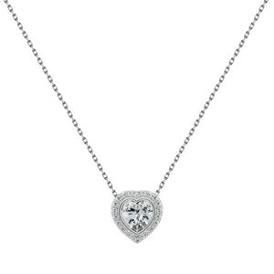 Brilio Silver Elegantný strieborný náhrdelník s čírymi zirkónmi Srdce NCL23W (retiazka, prívesok)