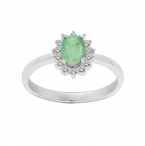 Brilio Silver Nádherný strieborný prsteň so smaragdom R-FS-5626E 58 mm