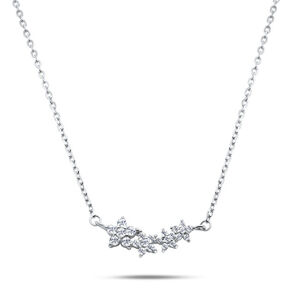 Brilio Silver Nežný strieborný náhrdelník s kvietkami NCL02W