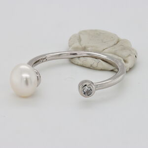Brilio Silver Nežný strieborný prsteň s pravou perlou RI103W 55 mm