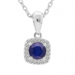 Brilio Silver Očarujúce strieborný náhrdelník so zafírom CL-FS-5658S (retiazka, prívesok)
