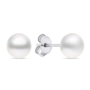 Brilio Silver Pôvabné strieborné náušnice kôstky s pravými perlami EA585/6/7/8W 0,5 cm