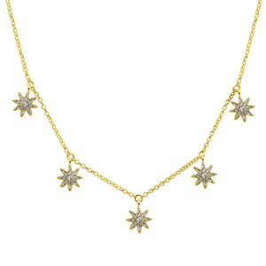 Brilio Silver Trblietavý pozlátený náhrdelník s čírymi zirkónmi NCL14Y