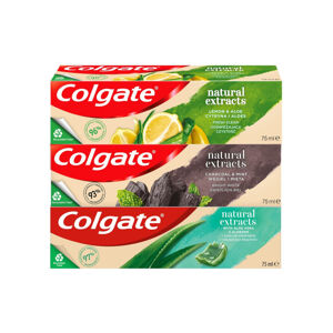 Colgate Zubná pasta Natura l s Mix ( Charcoal, Aloe, Lemon) 3 x 75 ml