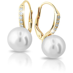 Cutie Jewellery Exkluzívne zlaté náušnice s pravými perlami a zirkónmi Z6432-3122-50-10-X-1
