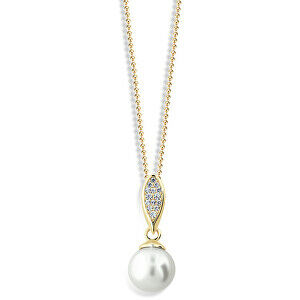 Cutie Jewellery Luxusný prívesok zo žltého zlata s pravou perlou a zirkónmi Z6304-3152-40-10-X-1