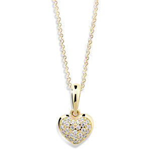 Cutie Jewellery Zlatý prívesok v tvare srdca so zirkónmi Z6295-2383-40-10-X-1
