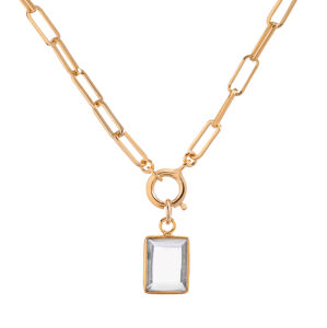 Decadorn Štýlový pozlátený náhrdelník s kremeňom Chunky