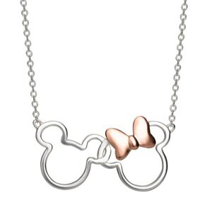 Disney Slušivý strieborný bicolor náhrdelník Mickey and Minnie Mouse N902594TL-18