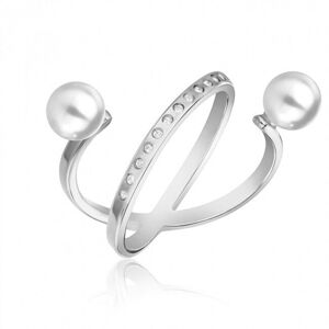 Emily Westwood Elegantný oceľový prsteň s perlami WR1023S