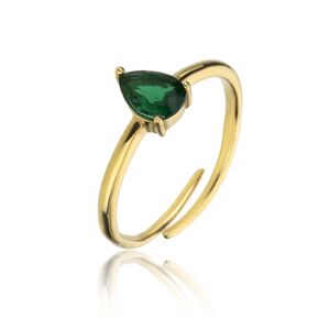 Emily Westwood Pôvabný pozlátený prsteň so zeleným zirkónom Presley EWR23063G