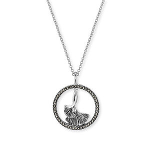 Engelsrufer Krásny strieborný náhrdelník s markazity ERN-GINKGO-MA (retiazka, prívesok)