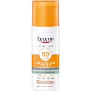 Eucerin Ochranný tónovací a zmatňujúci gélový krém na tvár SPF 50+ Sun Oil Control Tinted (Sun Gel-Cream) 50 ml Light