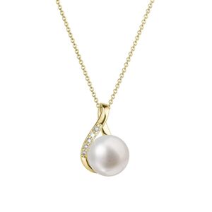 Evolution Group Luxusný zlatý náhrdelník s pravou perlou a briliantmi 92PB00029