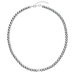 Evolution Group Sivý perličkový náhrdelník s kryštálmi Preciosa 32065.3