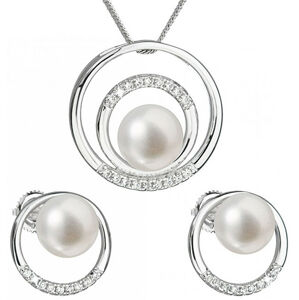 Evolution Group Súprava strieborných šperkov s pravými perlami Pavona 29038.1 (náušnice, retiazka, prívesok)