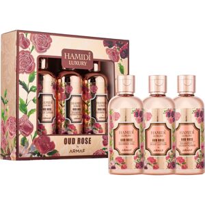 Hamidi Luxury Oud Rose - sprchový gel 95 ml + tělové mléko 95 ml + šampon a kondicionér (2v1) 95 ml