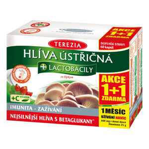Terezia Company Hliva ustricovitá + laktobacily + vitamín C 60 kapsúl + 60 kapsúl ZADARMO