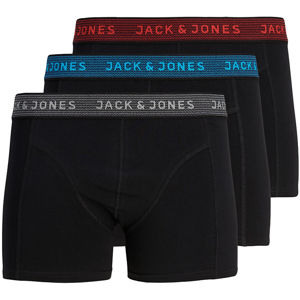 Jack&Jones 3 PACK - pánske boxerky JACWAISTBAND 12127816 Asphalt Hawaian ocean & Fiery red L