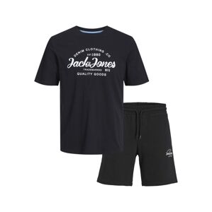 Jack&Jones Pánska sada - tričko a kraťasy JJFOREST Standard Fit 12256951 Black L