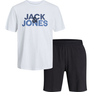 Jack&Jones Pánske pyžamo JACULA Standard Fit 12255000 White/Shorts Bia XL