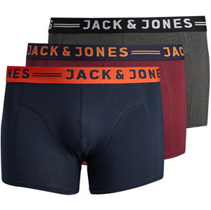 Jack&Jones PLUS 3 PACK - pánske boxerky JACLICHFIELD 12147592 Burgundy 4XL