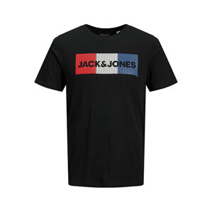 Jack&Jones PLUS Pánske tričko JJELOGO Regular Fit 12158505 Black 4XL