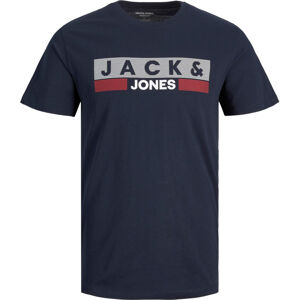 Jack&Jones PLUS Pánske tričko JJELOGO Regular Fit 12158505 Navy Blazer PLAY 4 XXL
