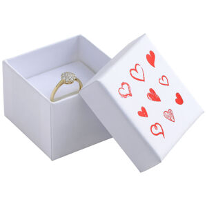 JK Box Biela darčeková krabička na šperky so srdiečkami HRT-3/A1/A7
