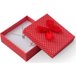 JK Box Červená darčeková krabička s bodkami a mašličkou KK-4 / A7