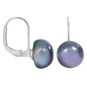 JwL Luxury Pearls Náušnice s pravou kovovo modrou perlou JL0057