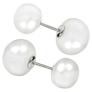 JwL Luxury Pearls Strieborné obojstranné náušnice s pravými bielymi perlami JL0255
