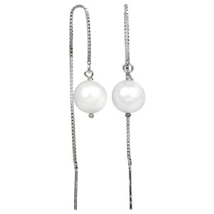 JwL Luxury Pearls Strieborné retiazkové náušnice s bielou perlou JL0204