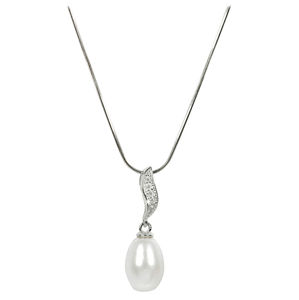 JwL Luxury Pearls Strieborný náhrdelník s perlou a zirkónmi JL0200 (retiazka, prívesok)